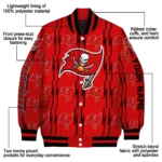 personalized tampa bay buccaneers bolt stripe red varsity jacket best selling