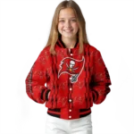 personalized tampa bay buccaneers bolt stripe red varsity jacket best selling