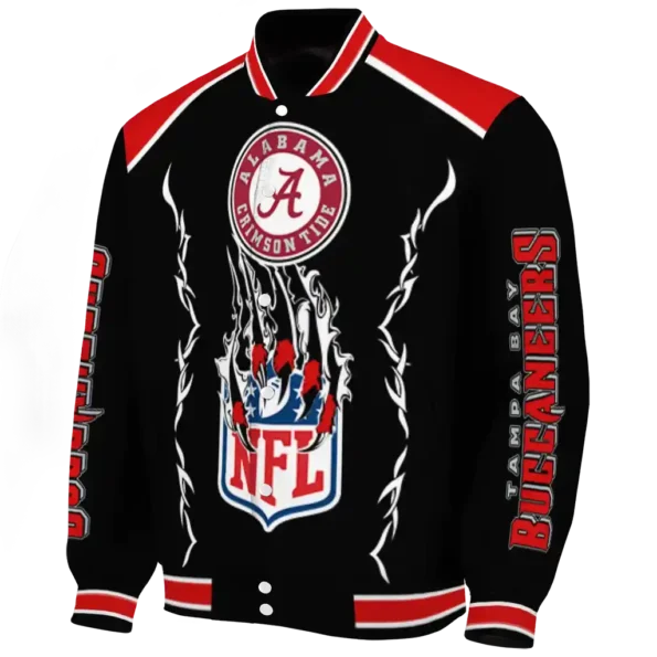 personalized tampa bay buccaneers claw blood red black varsity jacket best selling