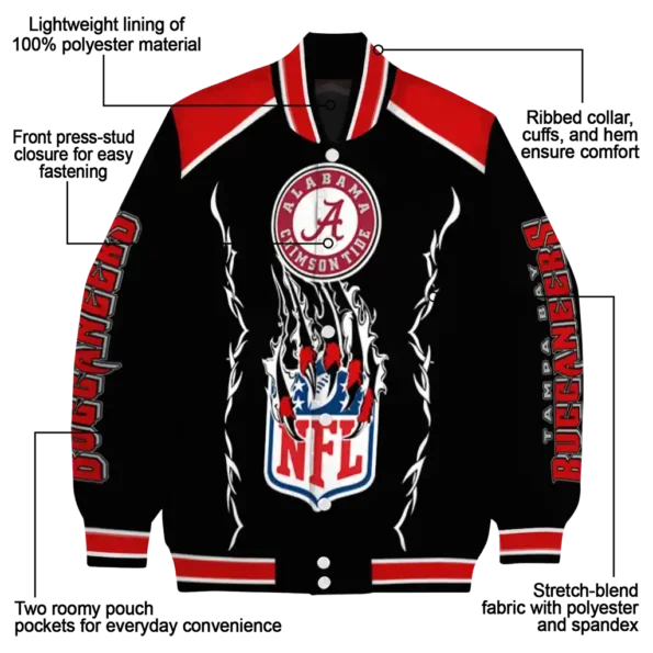 personalized tampa bay buccaneers claw blood red black varsity jacket new arrival