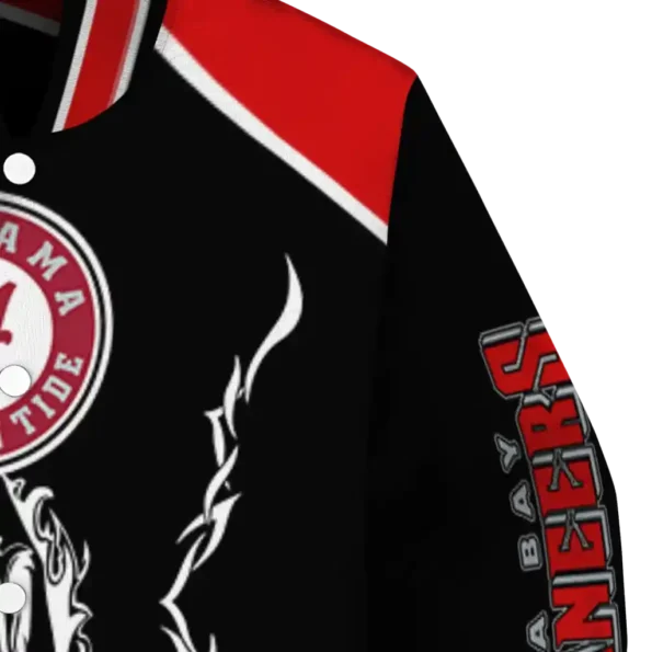 personalized tampa bay buccaneers claw blood red black varsity jacket premium grade