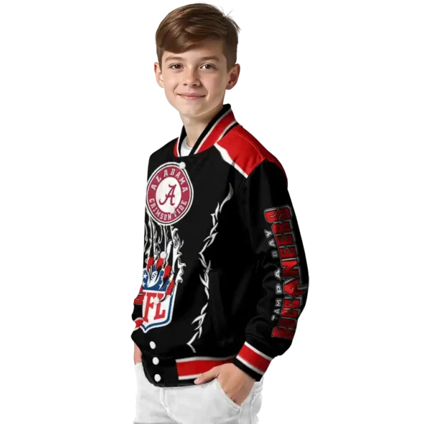 personalized tampa bay buccaneers claw blood red black varsity jacket trendy