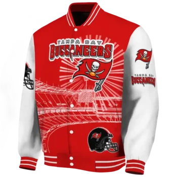 personalized tampa bay buccaneers ferris arena red white varsity jacket best selling
