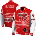 personalized tampa bay buccaneers ferris arena red white varsity jacket best selling