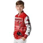 personalized tampa bay buccaneers ferris arena red white varsity jacket best selling