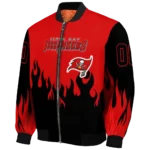 personalized tampa bay buccaneers flame border red black bomber jacket best selling