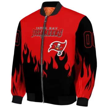 personalized tampa bay buccaneers flame border red black bomber jacket best selling