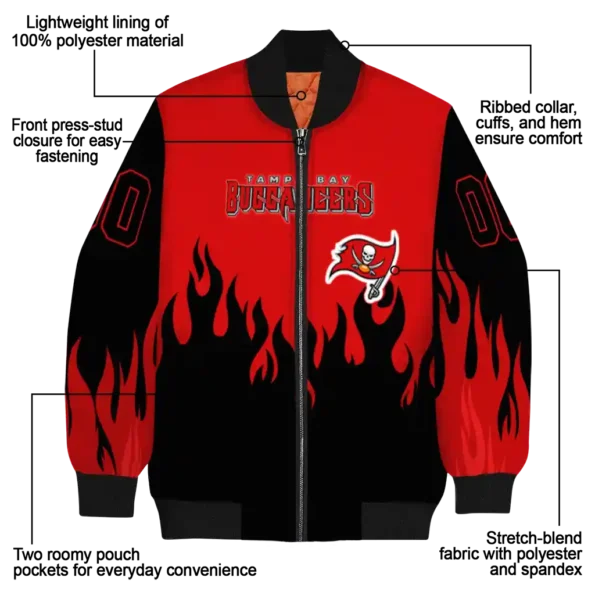 personalized tampa bay buccaneers flame border red black bomber jacket new arrival