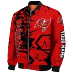 personalized tampa bay buccaneers hexagon cluster red black bomber jacket best selling