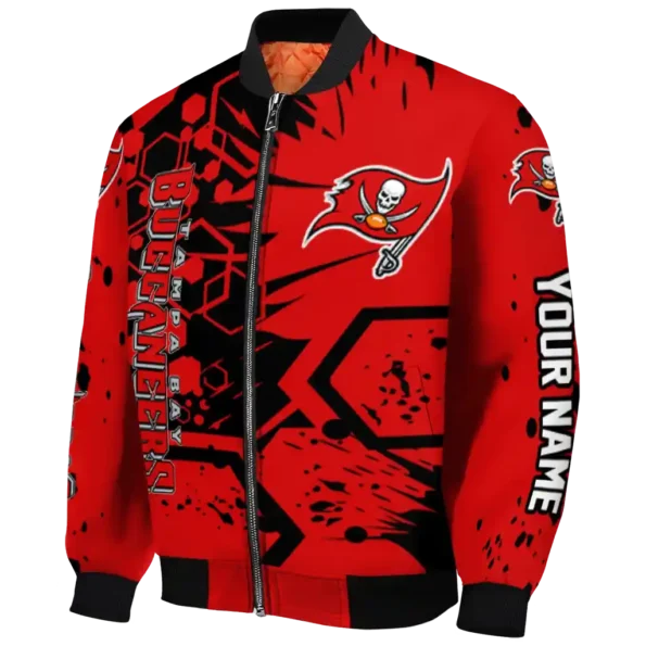 personalized tampa bay buccaneers hexagon cluster red black bomber jacket best selling