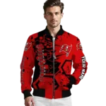 personalized tampa bay buccaneers hexagon cluster red black bomber jacket best selling