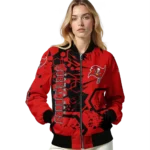 personalized tampa bay buccaneers hexagon cluster red black bomber jacket best selling