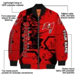 personalized tampa bay buccaneers hexagon cluster red black bomber jacket best selling