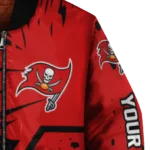 personalized tampa bay buccaneers hexagon cluster red black bomber jacket best selling