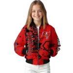 personalized tampa bay buccaneers hexagon cluster red black bomber jacket best selling