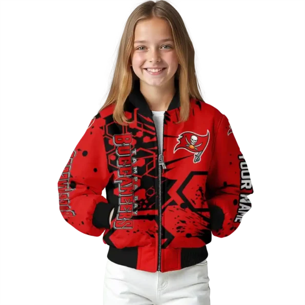 personalized tampa bay buccaneers hexagon cluster red black bomber jacket top rated