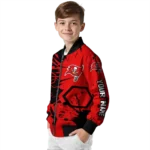 personalized tampa bay buccaneers hexagon cluster red black bomber jacket best selling
