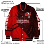 personalized tampa bay buccaneers hexagon mesh red black varsity jacket best selling