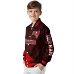 personalized tampa bay buccaneers hexagon mesh red black varsity jacket best selling