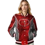 personalized tampa bay buccaneers power plate red varsity jacket best selling