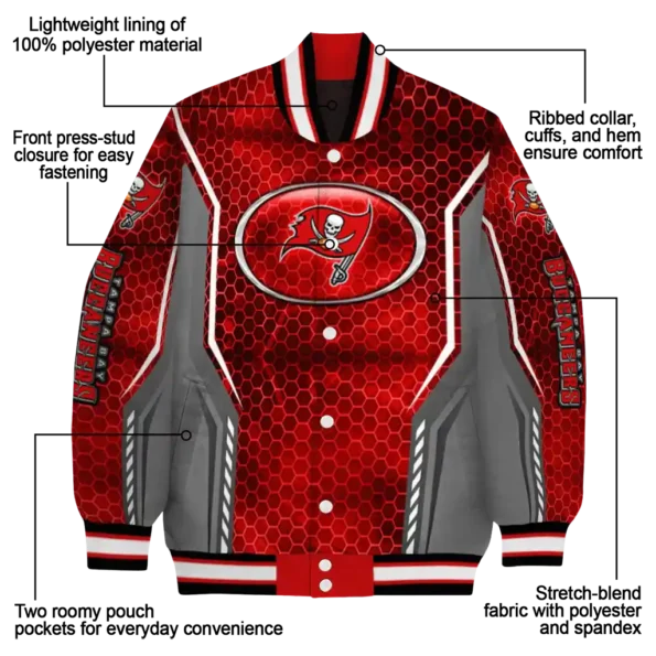 personalized tampa bay buccaneers power plate red varsity jacket new arrival