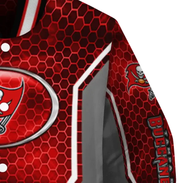personalized tampa bay buccaneers power plate red varsity jacket premium grade