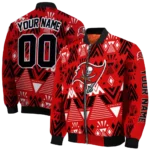 personalized tampa bay buccaneers pyramid shapes red bomber jacket best selling