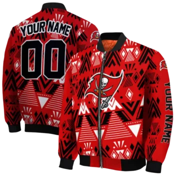 personalized tampa bay buccaneers pyramid shapes red bomber jacket fashion forward