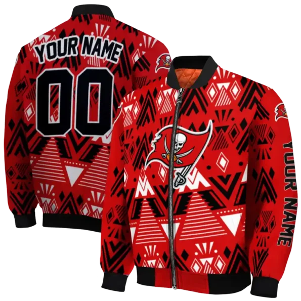 personalized tampa bay buccaneers pyramid shapes red bomber jacket fashion forward