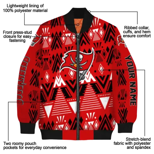 personalized tampa bay buccaneers pyramid shapes red bomber jacket new arrival