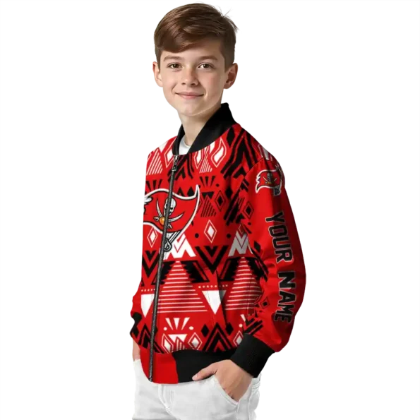 personalized tampa bay buccaneers pyramid shapes red bomber jacket trendy