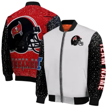 personalized tampa bay buccaneers speckled arms red gray bomber jacket fashion forward