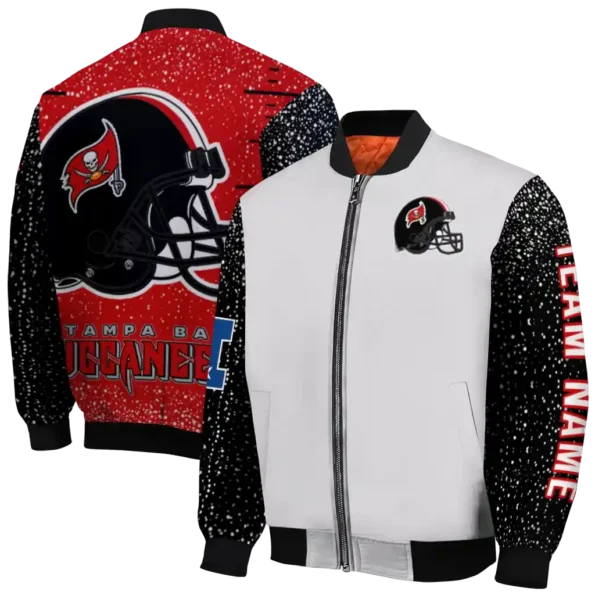 personalized tampa bay buccaneers speckled arms red gray bomber jacket fashion forward