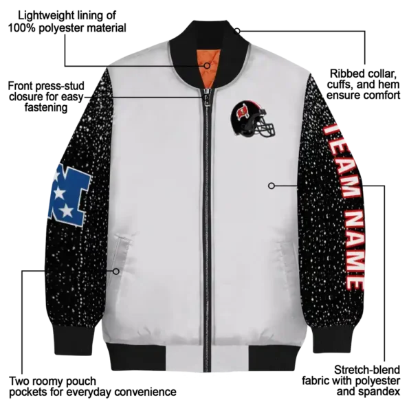 personalized tampa bay buccaneers speckled arms red gray bomber jacket new arrival