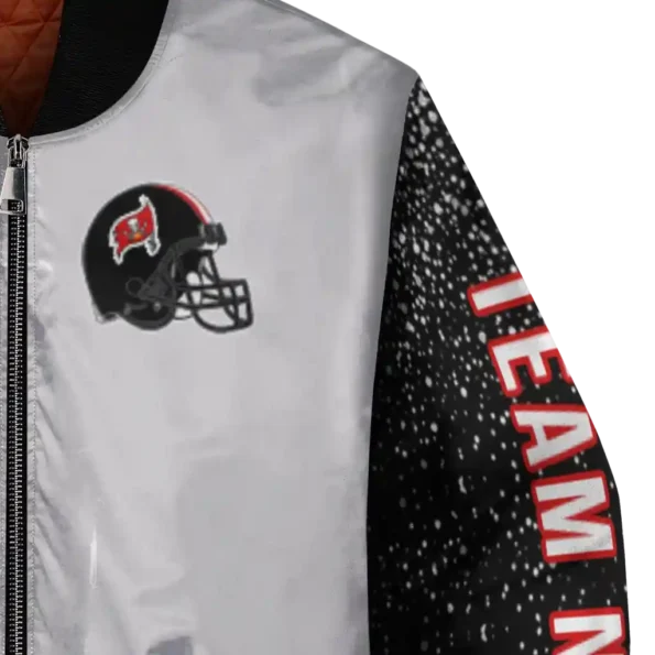 personalized tampa bay buccaneers speckled arms red gray bomber jacket premium grade
