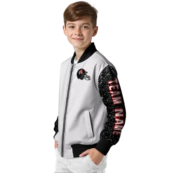 personalized tampa bay buccaneers speckled arms red gray bomber jacket trendy