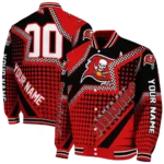 personalized tampa bay buccaneers star burst red varsity jacket best selling
