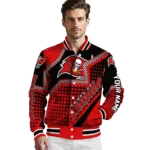 personalized tampa bay buccaneers star burst red varsity jacket best selling