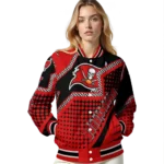 personalized tampa bay buccaneers star burst red varsity jacket best selling