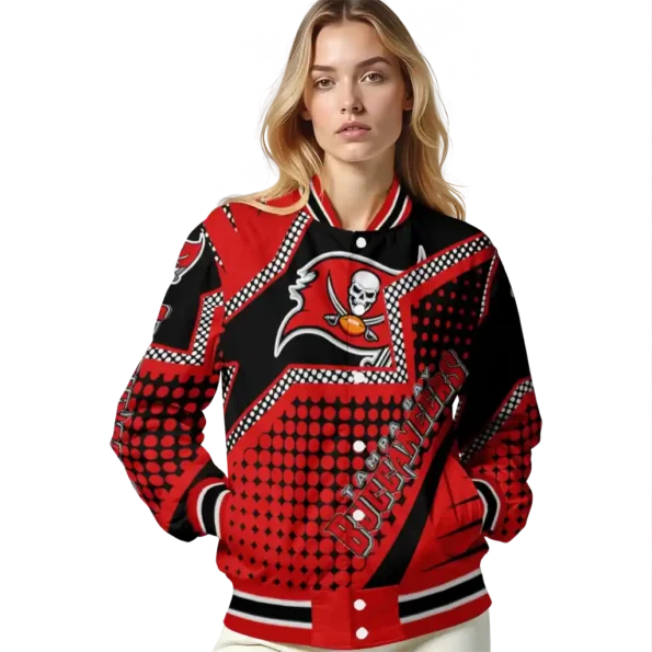 personalized tampa bay buccaneers star burst red varsity jacket latest model
