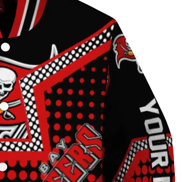 personalized tampa bay buccaneers star burst red varsity jacket premium grade
