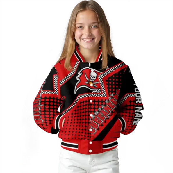 personalized tampa bay buccaneers star burst red varsity jacket top rated