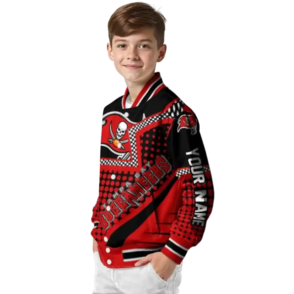 personalized tampa bay buccaneers star burst red varsity jacket trendy