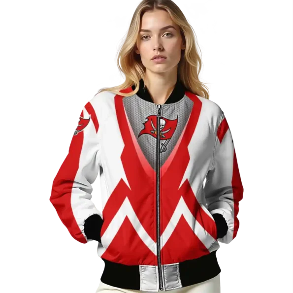 personalized tampa bay buccaneers v stripes red white bomber jacket latest model