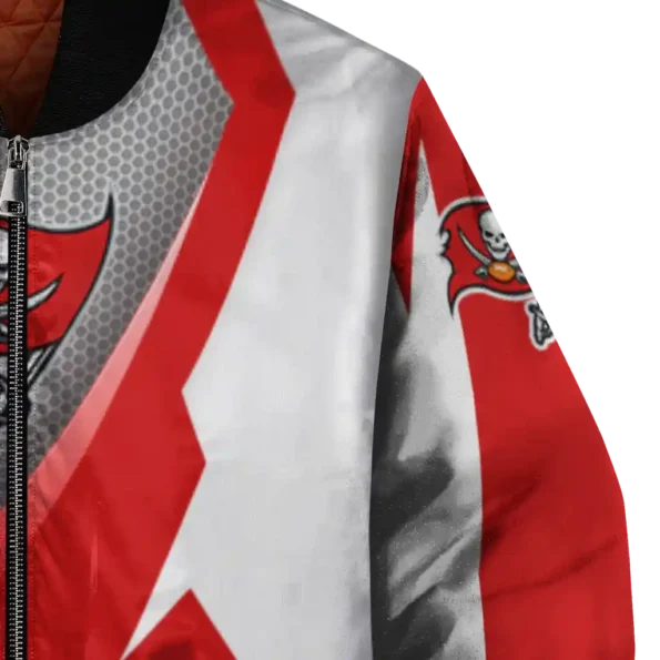 personalized tampa bay buccaneers v stripes red white bomber jacket premium grade
