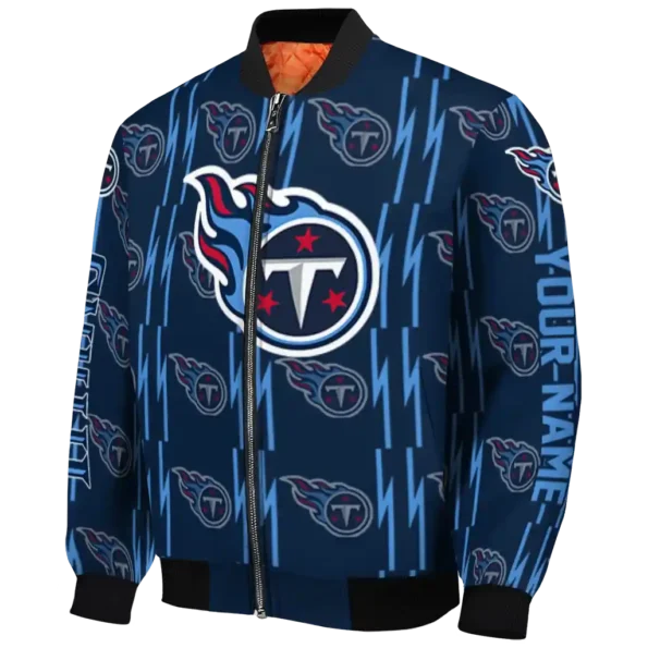 personalized tennessee titans bolt stripe navy bomber jacket best selling