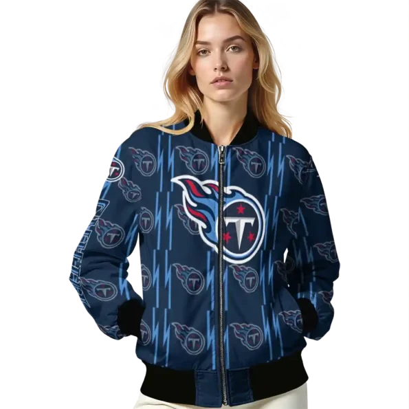 personalized tennessee titans bolt stripe navy bomber jacket latest model