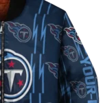personalized tennessee titans bolt stripe navy bomber jacket best selling