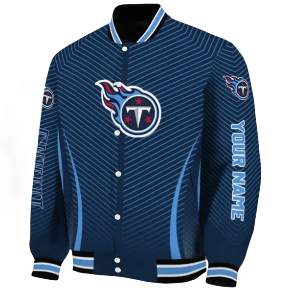 personalized tennessee titans chevron arrow navy varsity jacket best selling