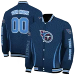 personalized tennessee titans chevron arrow navy varsity jacket best selling